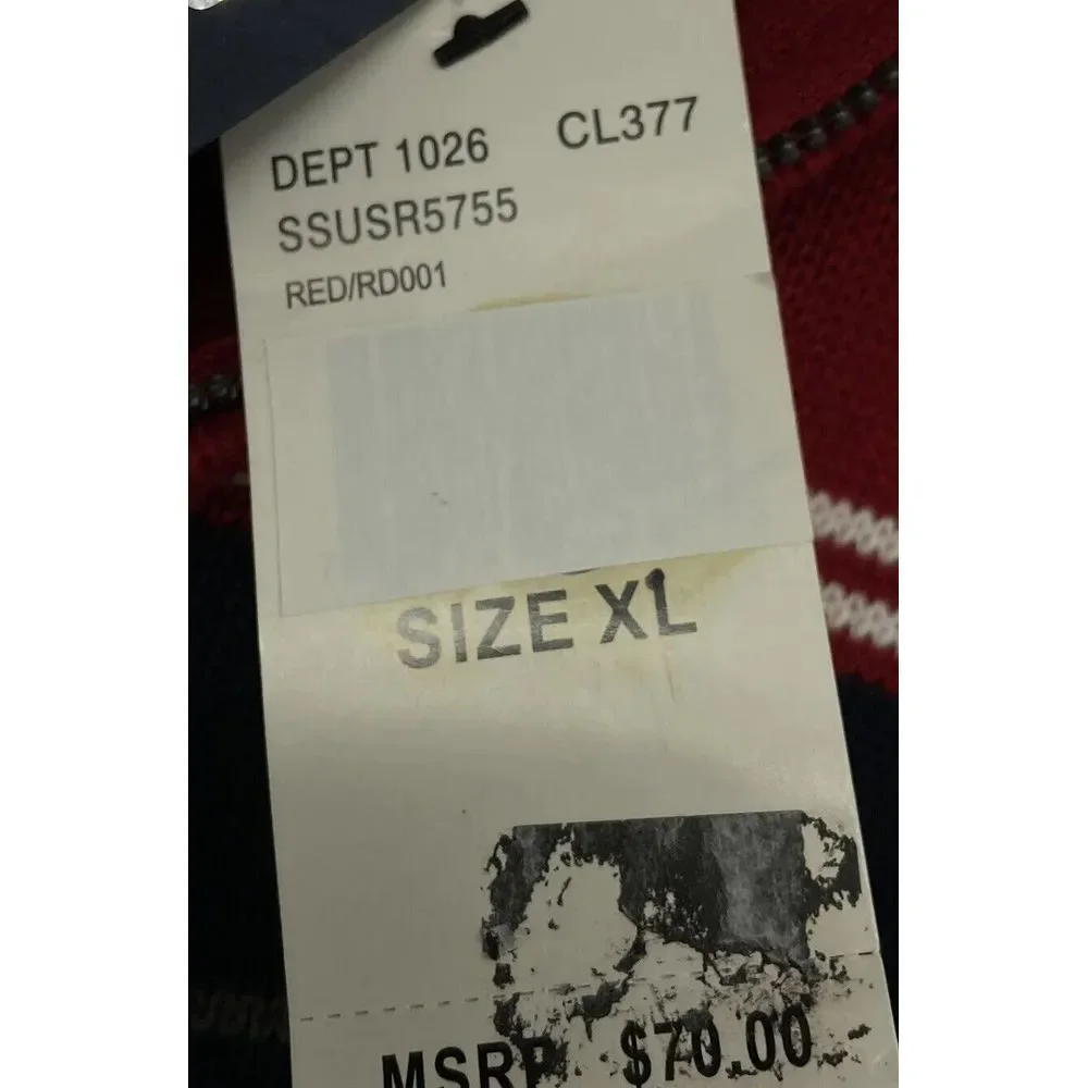 US Polo Assn Sweater‎ XL-Long Sleeve-1/4 Zip-Color Block--Red-Christmas-MSRP $70
